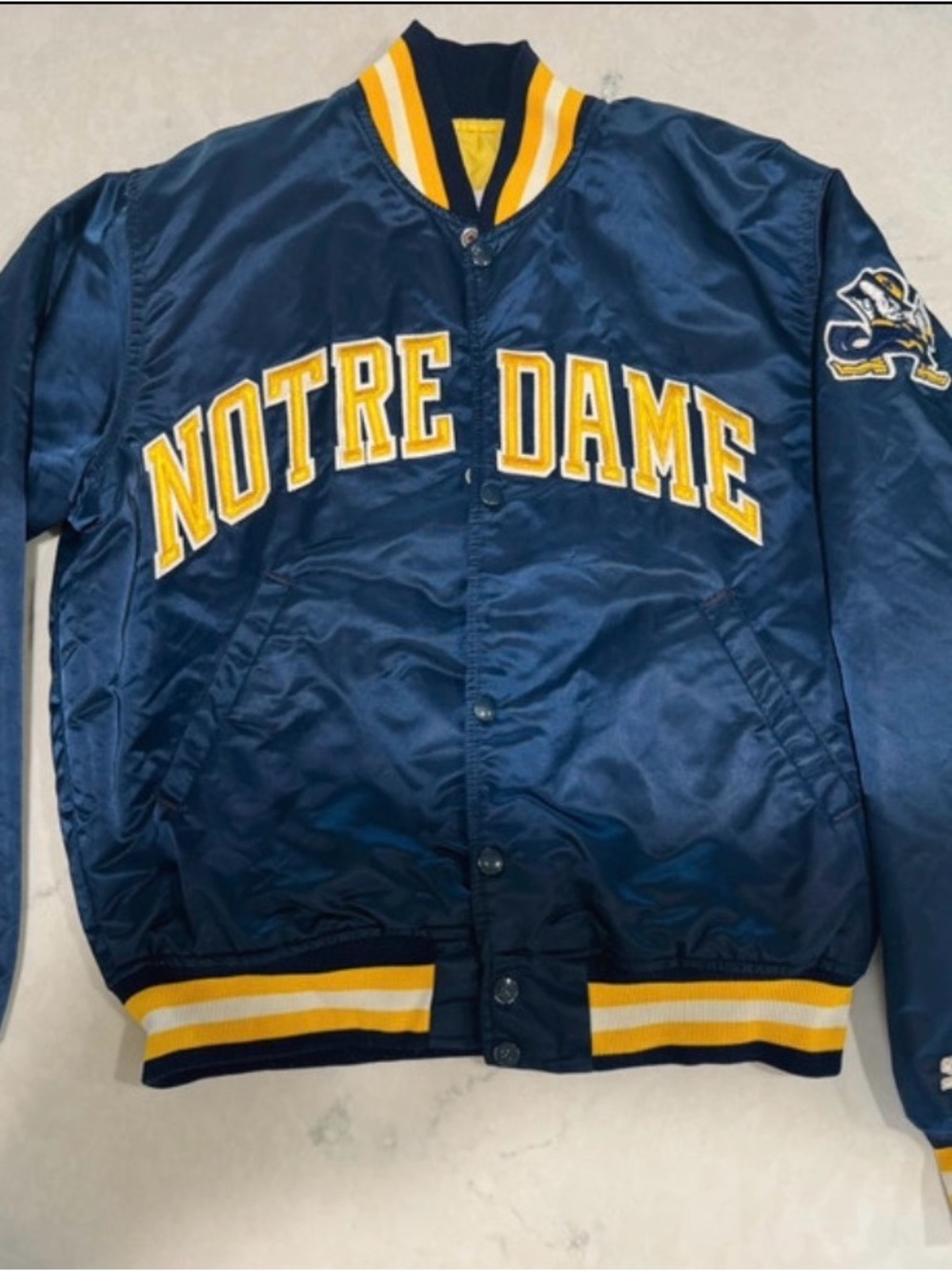Vintage Notre Dame Starter Satin Bomber Jacket